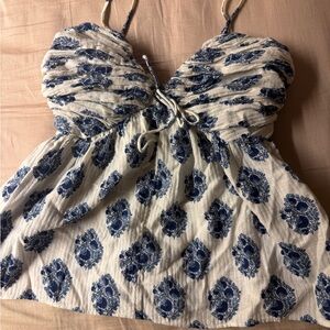 J Crew Cotton Gathered Lurex® gauze camisole in gathered floral block print